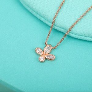 Tiffany & Co. Rose Gold Floral Crystal Pendant Necklace